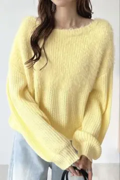 切り替えシャギードロップショルダーニット