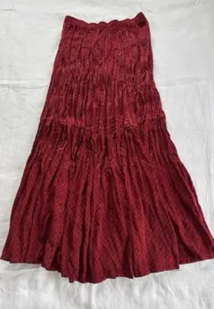 UNIQLO　ユニクロ×イネス　ツイストプリーツロングスカート　L　赤レッド