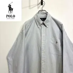 超人気❗️ラルフローレン　ワンポイントロゴシャツ　L 90s刺繍古着希少レア長袖