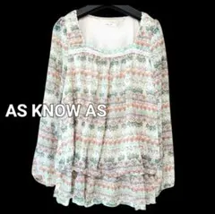 アズノウアズ チュニック 長袖トップス スクエア ふんわり フリル ブラウス