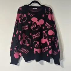 【極美品】アベイル × ディズニー ミッキー ニット 黒 ピンク Mサイズ
