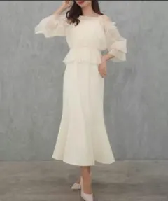 オフショルシアーブラウス＋マーメイドキャミワンピースset