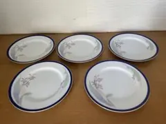 【未使用】有田焼 深川製磁 ルリ蘭 パン皿 5客セット 16cm 宮内庁御用達