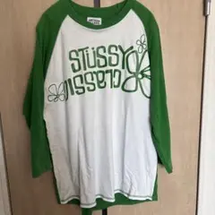 STUSSY ラグラン長袖カットソー グリーン ホワイト Lサイズのサムネイル