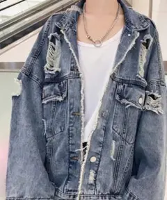 ダメージ加工オーバーサイズデニムジャケット