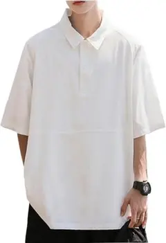 ポロシャツ メンズ 半袖 XL ホワイト 無地 ゆったり 大きいサイズ