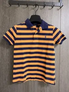 Ralph Lauren オレンジネイビー ストライプ ポロシャツ　7号