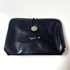 【美品】agnes b. アニエスベー エナメル 吊り下げ トラベルポーチ 黒のサムネイル