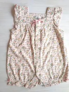 KUMIKYOKU 花柄 フリルロンパース ピンク 70－80 美品のサムネイル
