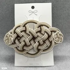 ハンドメイド【水引】バレッタ　白×ベージュ