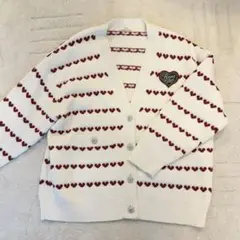 dzzit ディジット ハート柄　レディース 長袖 ニット カーディガン　白