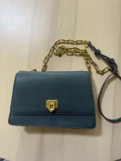 CHARLES&KEITH ダークグリーン レザー ショルダーバッグ