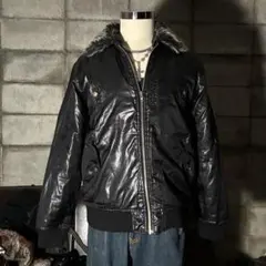 平成　お兄系　ストリート　ジャケット　ファー付き　MA-1 ギミック　光沢