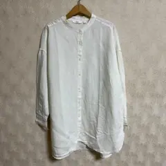 ホワイト 長袖 ボタンシャツ