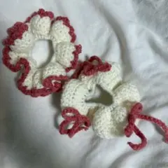 シュシュ2個セット　ハンドメイド　毛糸