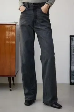新品　アズールデニム　ハイウエストワイドデニム　デニムパンツ　Sサイズ　ブラック
