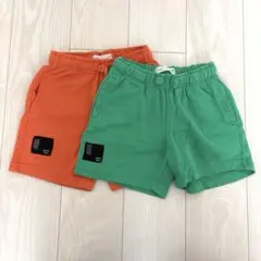 zarakids ハーフパンツ 半ズボン 2点セット グリーン オレンジ
