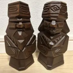 木彫工芸品　アイヌ ニポポ 夫婦 人形 北海道産