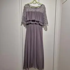 レース装飾 ロングドレス パープルのサムネイル