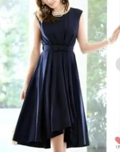 RUIRUE BOUTIQUE ルイルエ ワンピース 結婚式 ネイビー ベルト付