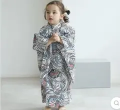 ニコアンティーク キッズ浴衣 utatane 3点セット チューリップモザイクのサムネイル