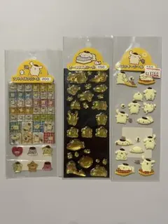 【平成レトロ当時物】サンリオ　ポムポムプリン　タイルフウシール他　3点セット