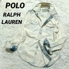 ポロラルフローレン　デニムシャツ長袖　　ダメージ加工　ウエスタン　ダンガリー　綿