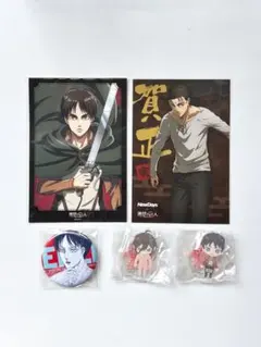 進撃の巨人 エレン セット 缶バッジ ポストカード ミニアクリルスタンド