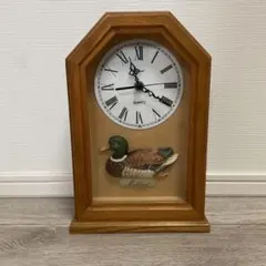 ジャンク品　Mallard マガモ 木製 置時計
