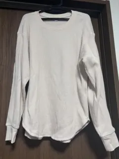 UNIQLO 薄ピンク ワッフル生地 長袖Tシャツ Mサイズ