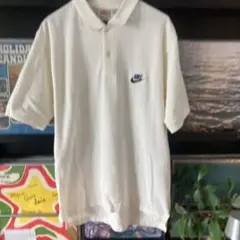 【美品】ナイキ ポロシャツ 90s 銀タグ ロゴ刺繍 生成り