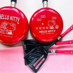 【新品】ハローキティ/赤/ フライパンなど５点セット