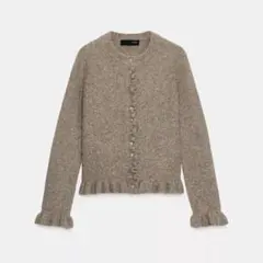 ZARA フリルトリム ニットカーディガン M