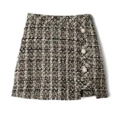 GRL ツイードチェックミニスカート　ベージュ