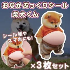 おなか ぷにぷに シール 柴犬 3D 立体 ステッカー 3枚 ぷっくりお腹 いぬ