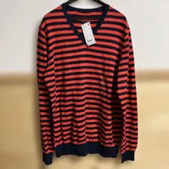 UNIQLO コットンボーダー Vネックセーター 長袖