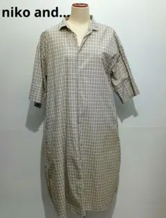 niko and... ニコアンド　七分袖ロングシャツワンピース　チェック柄