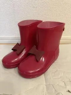 petit main 赤 ピンク 長靴 16.0cm リボン付き