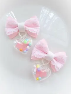 キッズ　ヘアゴム　リボン　リボンゴム　ハンドメイド　シャカシャカ　グミベア