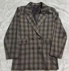 GU チェック ダブルブレストジャケット