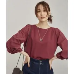 【美品】袖ディテールポンチトップスROPÉ PICNIC★異素材トップス