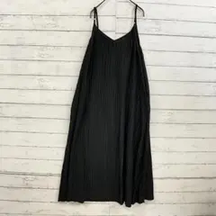 マタニティ プリーツ ロングワンピース ブラック L 春夏秋 レディース