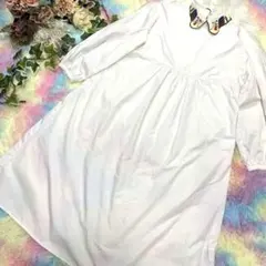 リベットアンドサーチ　襟刺繍　ロングAラインワンピース　Fサイズ大きいサイズ対応