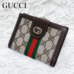GUCCI グッチ シェリーライン 三つ折り がま口 財布 GGキャンバス
