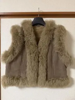 ベージュ ファー スエード ベスト