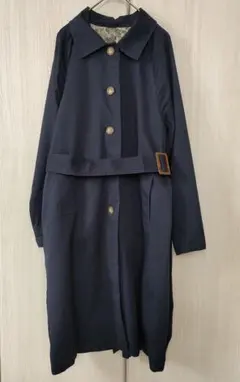 ネイビー ボタン付き ロングコート