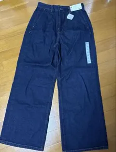 GU デニムタックトラウザー M ダークブルー