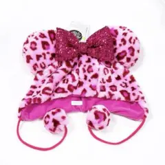 ディズニー ヒョウ柄 ファンキャップ スパンコール ピンク ミニー