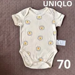 UNIQLO ロンパース ボディースーツ 半袖 70 動物柄 綿 コットン 肌着