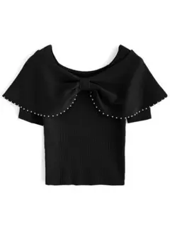 新品未使用 【dr672a】 パールリボンニットトップス